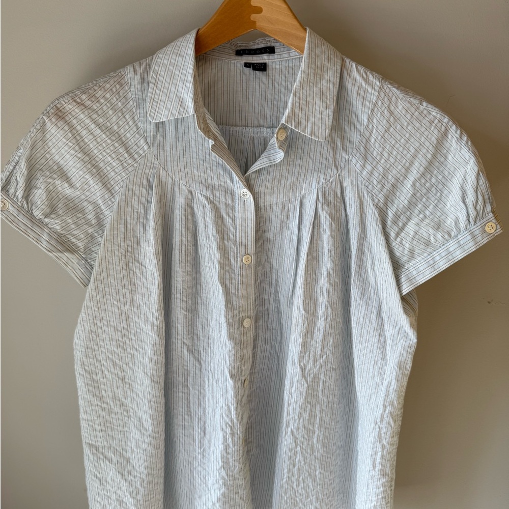 Theory Women’s Light Blue Striped Shirt